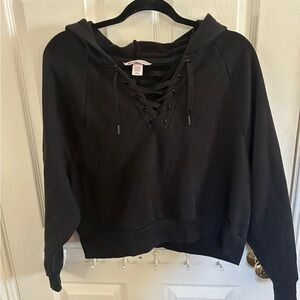 Victoria's Secret Black Lace-Up Sweatshirt